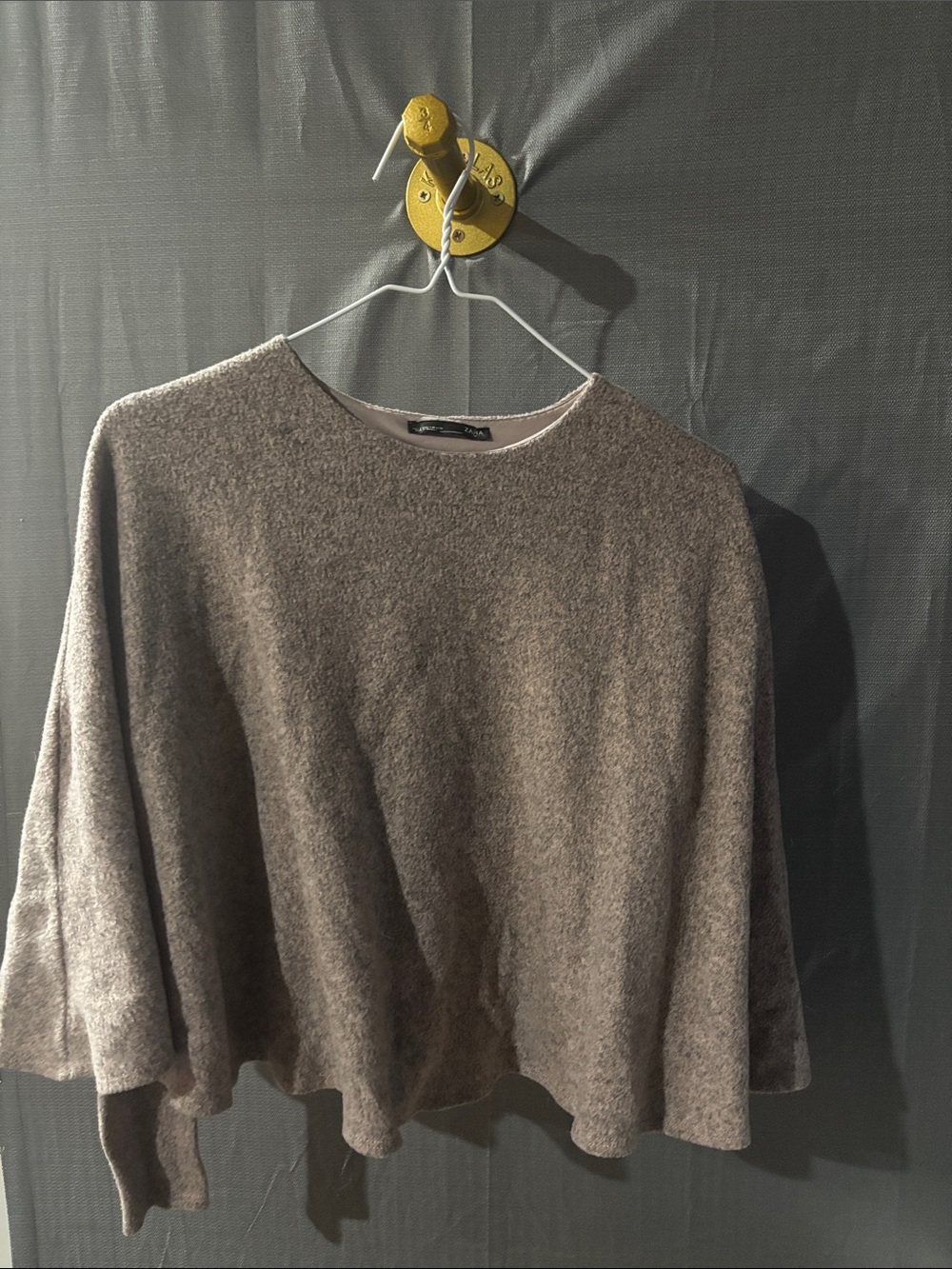 Pink rose and Taupe Women's cape with shirt attached